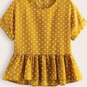 SHEIN Yellow Polka Dot Blouse